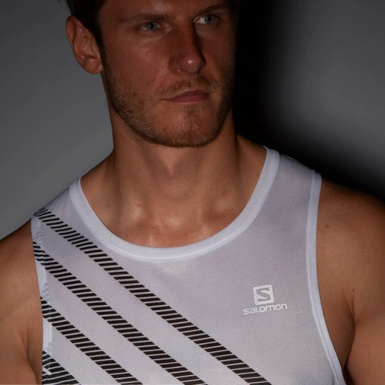 Salomon Sense Aero Singlet Men's Tanks White / Blue | CA 58U21